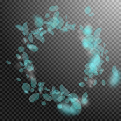 Turquoise flower petals falling down. Extra romant
