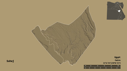 Suhaj, governorate of Egypt, zoomed. Administrative