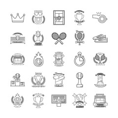 bundle of twenty five sport tennis set icons