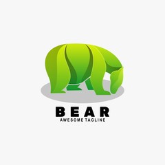 Vector Logo Illustration Bear Gradient Colorful Style.