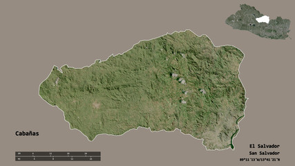 Cabañas, department of El Salvador, zoomed. Satellite