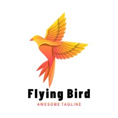 Obraz premium Vector Logo Illustration Flying Bird Gradient Colorful Style.