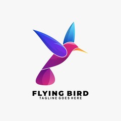 Vector Logo Illustration Flying Bird Gradient Colorful Style.