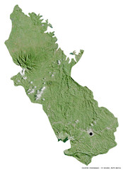 Cuscatlán, department of El Salvador, on white. Satellite