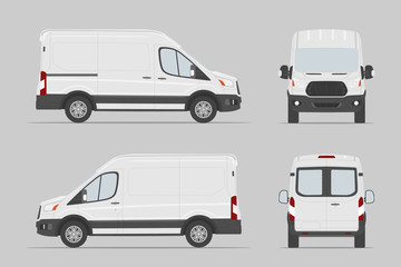 Commercial vehicle different view. Cargo van template. Vector illustration © SolaruS