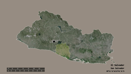 Location of La Paz, department of El Salvador,. Satellite