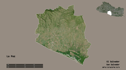 La Paz, department of El Salvador, zoomed. Satellite