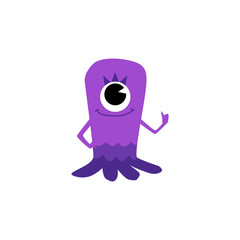 Cute purple alien baby with one eye giving thumbs up