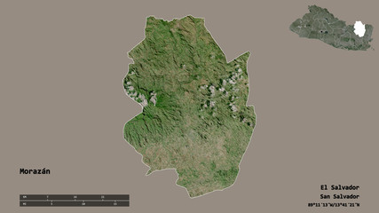 Morazán, department of El Salvador, zoomed. Satellite