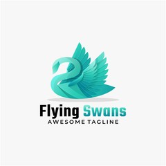 Vector Logo Illustration Flying Swan Gradient Colorful Style.