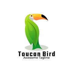 Vector Logo Illustration Toucan Bird Gradient Colorful Style.