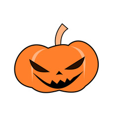 Halloween pumpkin head Jack-o-lantern isolated on white background, Devil Scarface smiling