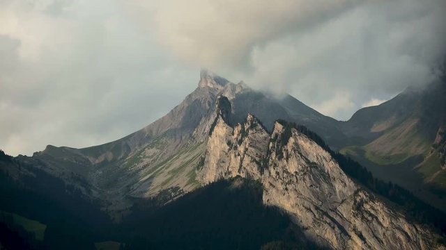 Timelapse of Intense Storm Clouds Raining on the Swiss Alps Peaks