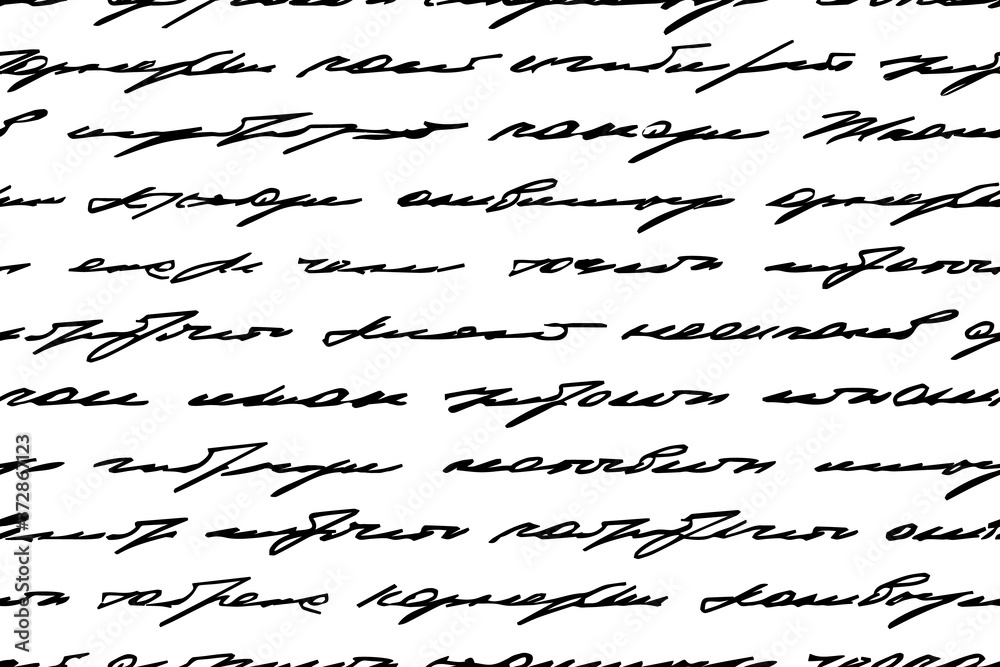 Fototapete write text. old handwritten seamless pattern. vintage scrawl background. abstract script. document. 
