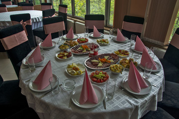 Dried meat products served on the table