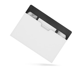 VHS video tape mockup. Analog movie cassette box with copy space