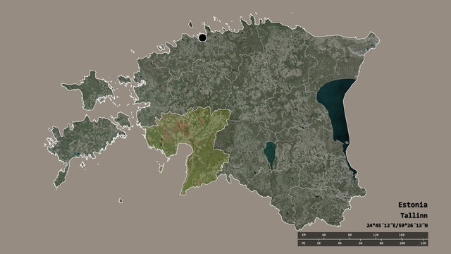 Location of Pärnu, county of Estonia,. Satellite
