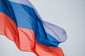 close up shot of wavy flag of Russia