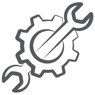 
Cog Wheel With Spanner, Concept Of Repairing Tools Icon
