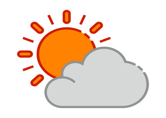 Partly cloudy icon. Hazy sun icon. Weather forecast icon. Vector illustration
