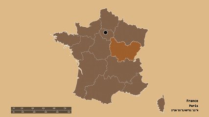 Location of Bourgogne-Franche-Comté, region of France,. Pattern