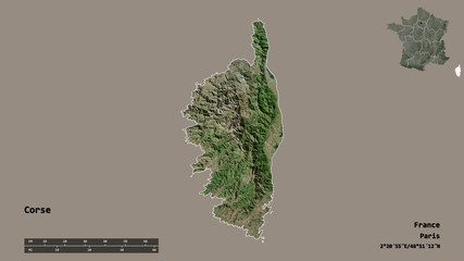 Corse, region of France, zoomed. Satellite © Yarr65