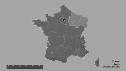 Location of Grand Est, region of France,. Bilevel