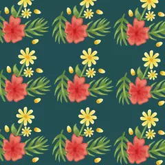 Selbstklebende Fototapeten Flowers colors red and yellow pattern detailed style © Gstudio