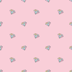 cute seamless repeat pattern with diamonds, girly vector