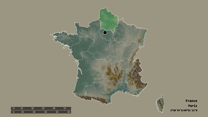 Location of Hauts-de-France, region of France,. Relief