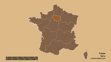 Location of Île-de-France, region of France,. Pattern