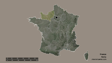 Location of Normandie, region of France,. Satellite
