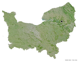 Normandie, region of France, on white. Satellite