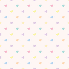seamless cute pastel repeat pattern with hearts, vector pattern, cute tiny hearts colorful vector