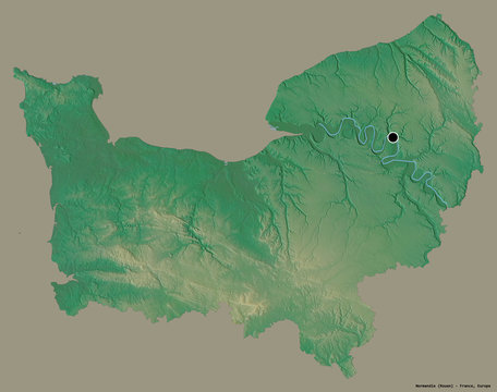 Normandie, region of France, on solid. Relief