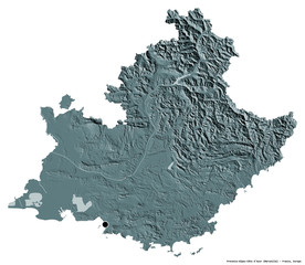 Provence-Alpes-Côte d'Azur, region of France, on white. Administrative © Yarr65