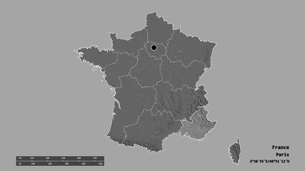 Location of Provence-Alpes-Côte d'Azur, region of France,. Bilevel