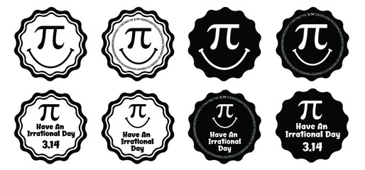 Happy PI day, 14 march, Pythagoras mathematical numbers series ( 3.14 3,14 3/14 ) symbol. Fun vector maths icon or sign banner Ratios letters formula structure. Archimedes constant irrational number - obrazy, fototapety, plakaty