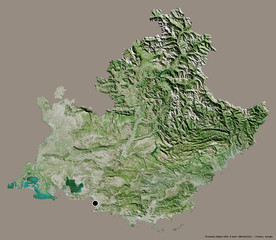 Provence-Alpes-Côte d'Azur, region of France, on solid. Satellite © Yarr65