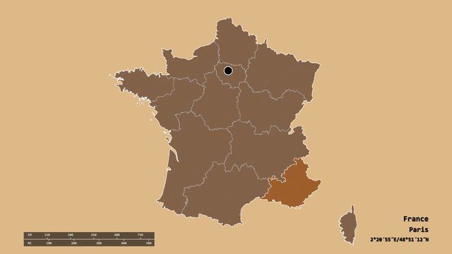 Location of Provence-Alpes-C&ocirc;te d'Azur, region of France,. Pattern