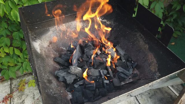 Holzkohlegrill grill Glut Flamme grillen Fleisch Feuer Holzkohle Rost Hei&szlig;