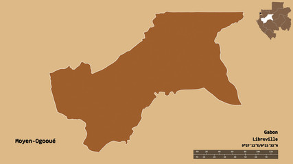 Naklejka premium Moyen-Ogooué, province of Gabon, zoomed. Pattern