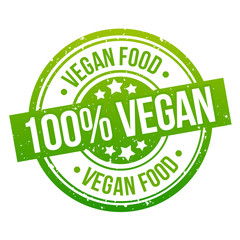 vegan food round green grunge stamp badge.