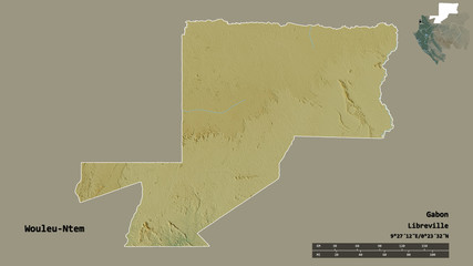 Wouleu-Ntem, province of Gabon, zoomed. Relief