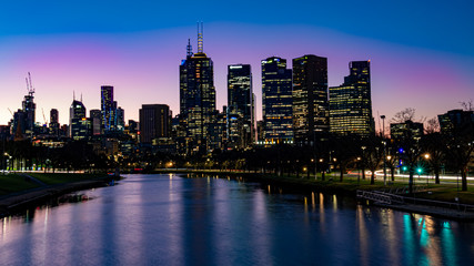 Melbourne cityscape at sunset