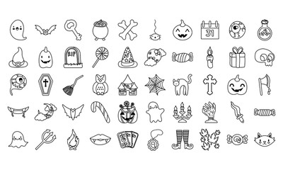 bundle of fifty halloween set icons