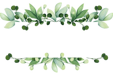Obraz premium Frame with Watercolor Lush Foliage