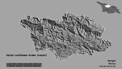 Racha-Lechkhumi-Kvemo Svaneti, region of Georgia, zoomed. Bilevel