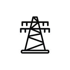 High voltage electric post thin icon isolated on white background, simple line icon for your work.