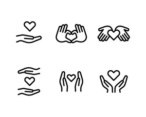 手とハートのアイコンのセット／チャリティー／優しさ／愛／医療／支え／援助
